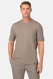T-Shirt In Stretch Supima Cotton, Taupe, hi-res