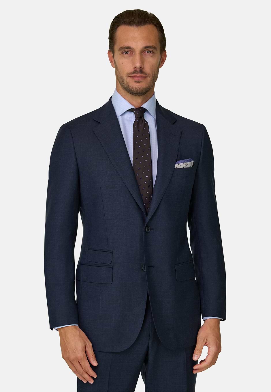 Traje Príncipe de Gales en Lana, Azul  Marino, hi-res