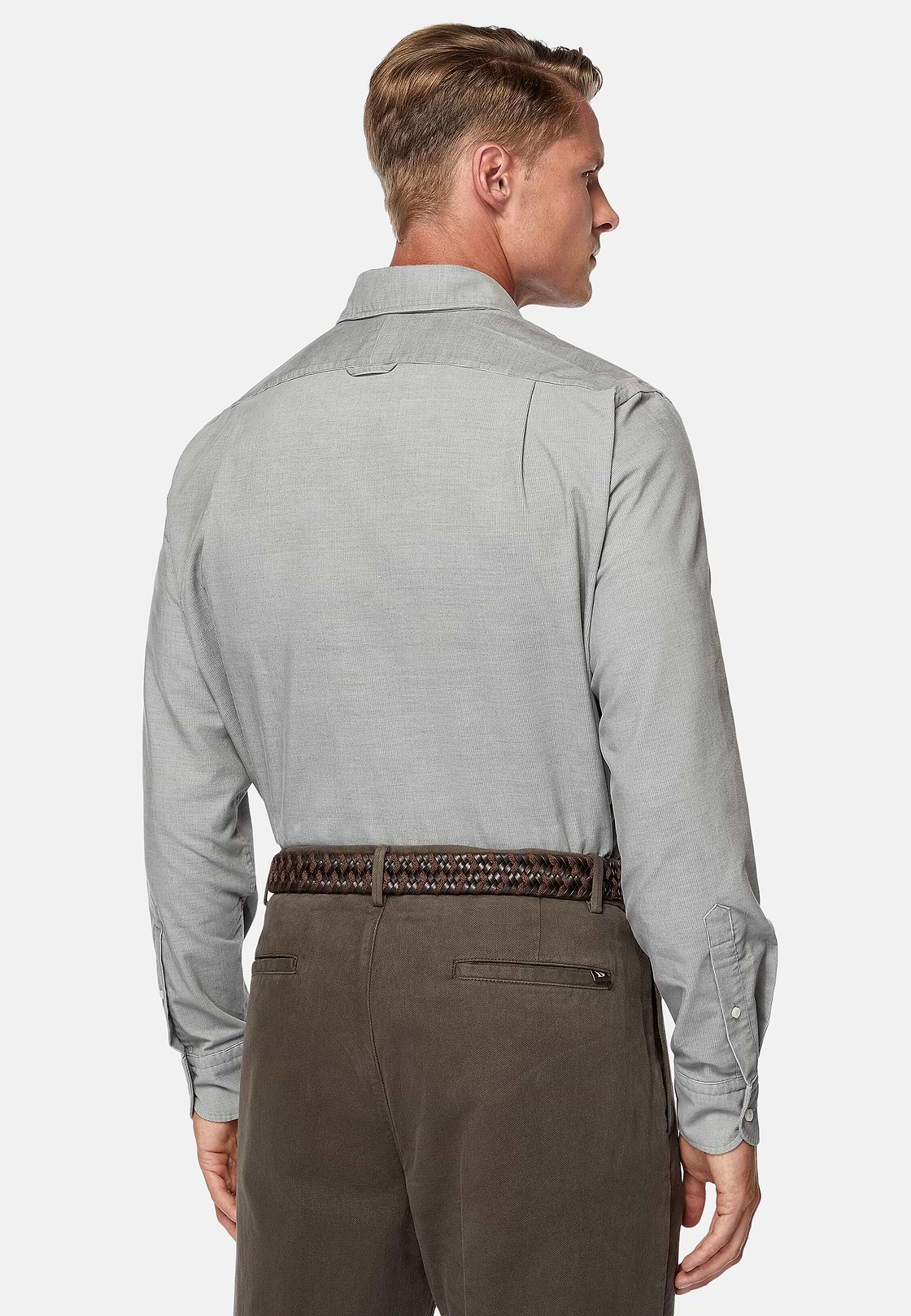 Camicia In Velluto Di Cotone Regular Fit, Grigio, hi-res