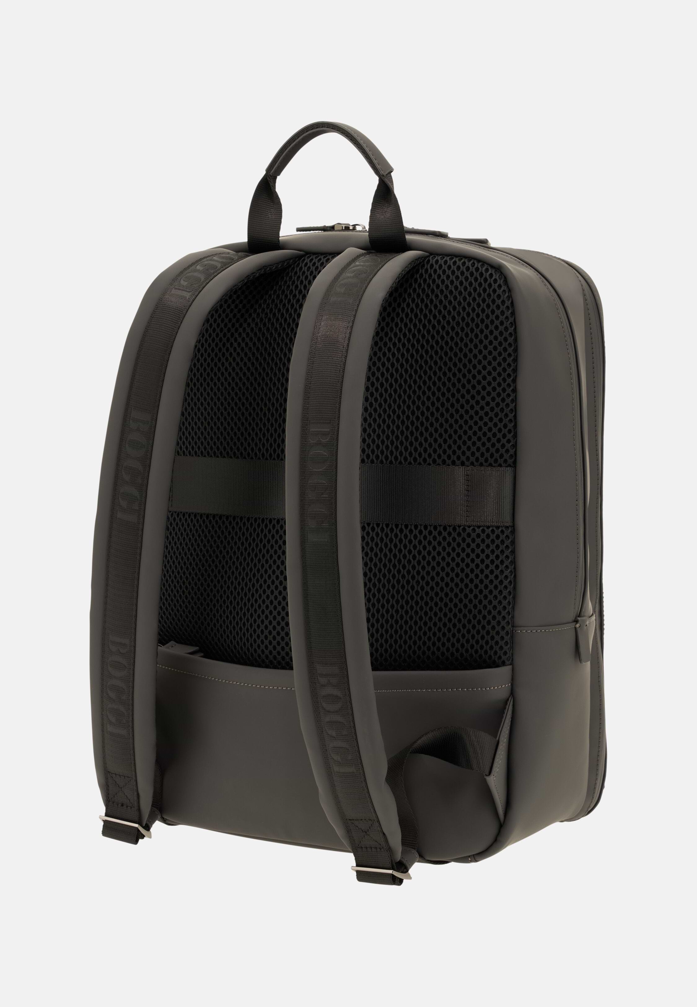 Men's Rubberised Fabric Rucksack, Charcoal | Boggi Milano