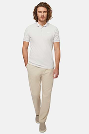 Organic Cotton Blend Piqué Polo Shirt, Ice, hi-res