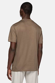 T-Shirt in Cotton and Tencel Jersey, Brown, hi-res