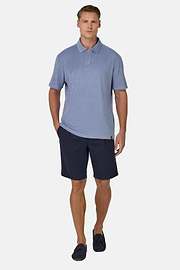 Stretch Cotton Summer Bermuda Shorts, Navy blue, hi-res