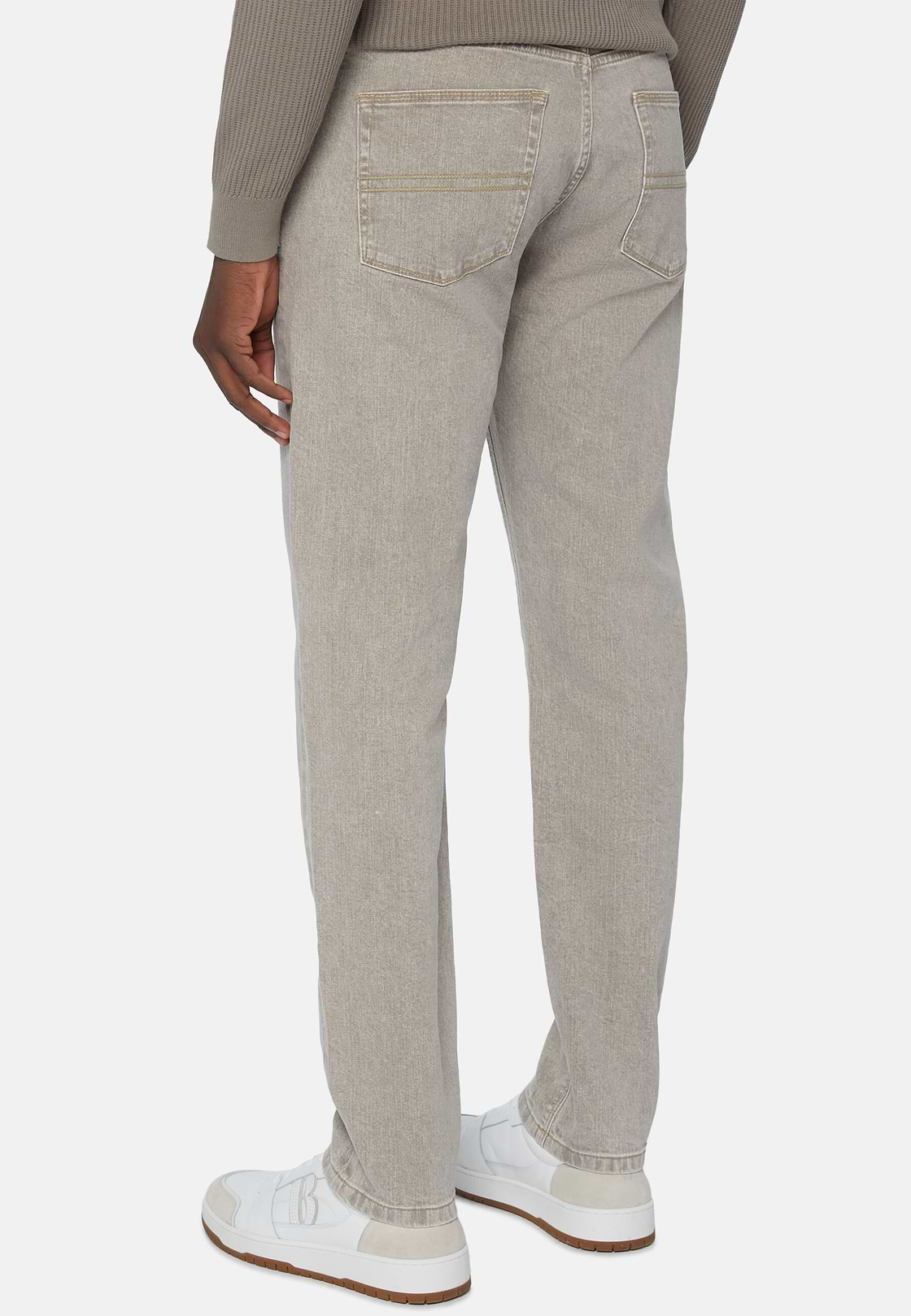 Dove Grey Stretch Denim Jeans, Taupe, hi-res