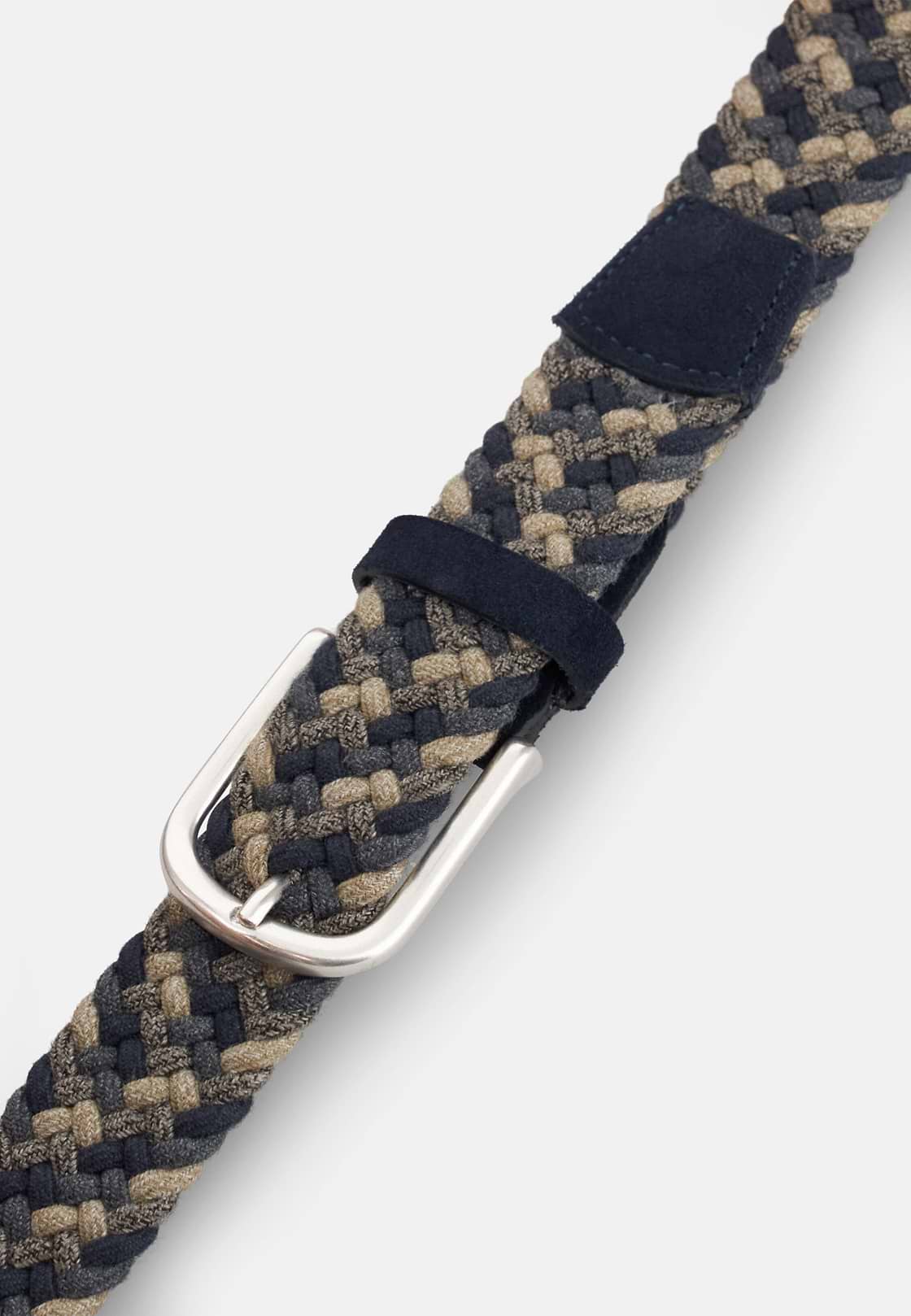Woven Stretch Wool Blend Belt, Navy blue, hi-res, 3