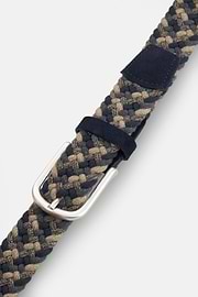 Woven Stretch Wool Blend Belt, Navy blue, thumb, 3