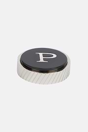 Circular letter p for cufflinks, Black, hi-res