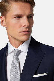 Navy Blue Textured Wool Suit, Navy blue, hi-res