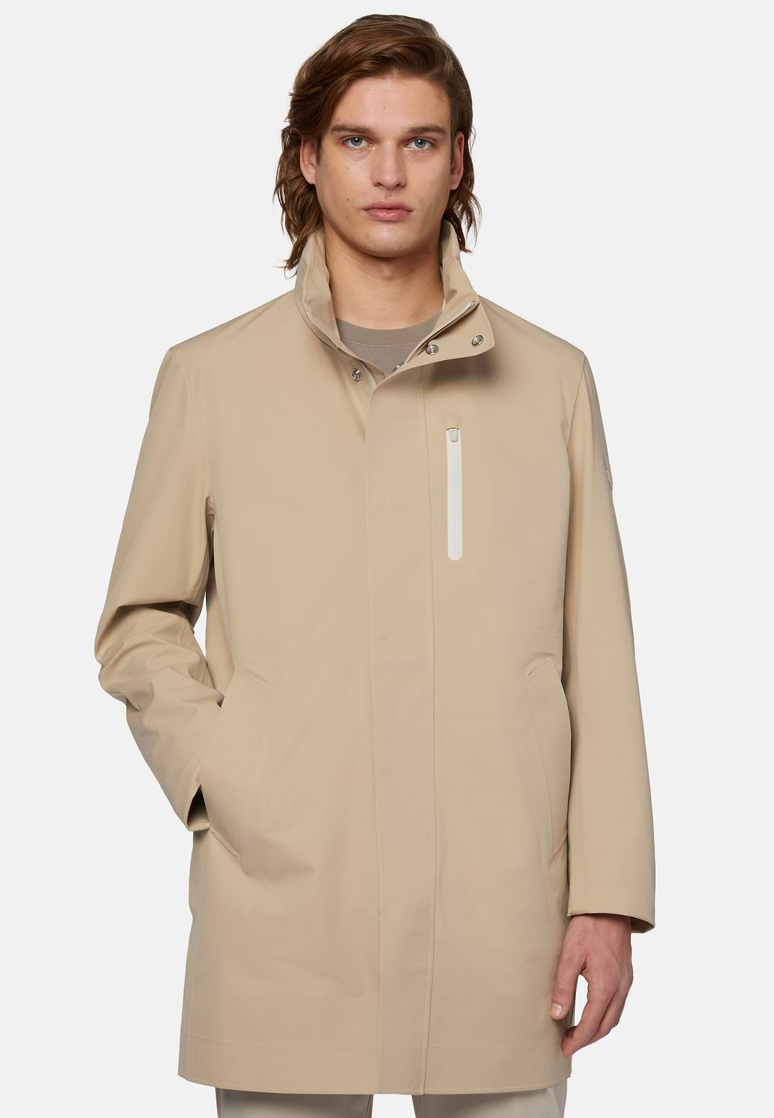 Car Coat In Tessuto Tecnico Riciclato B Tech, Beige, hi-res