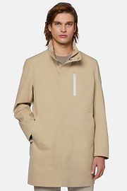 Car Coat In Tessuto Tecnico Riciclato B Tech, Beige, hi-res