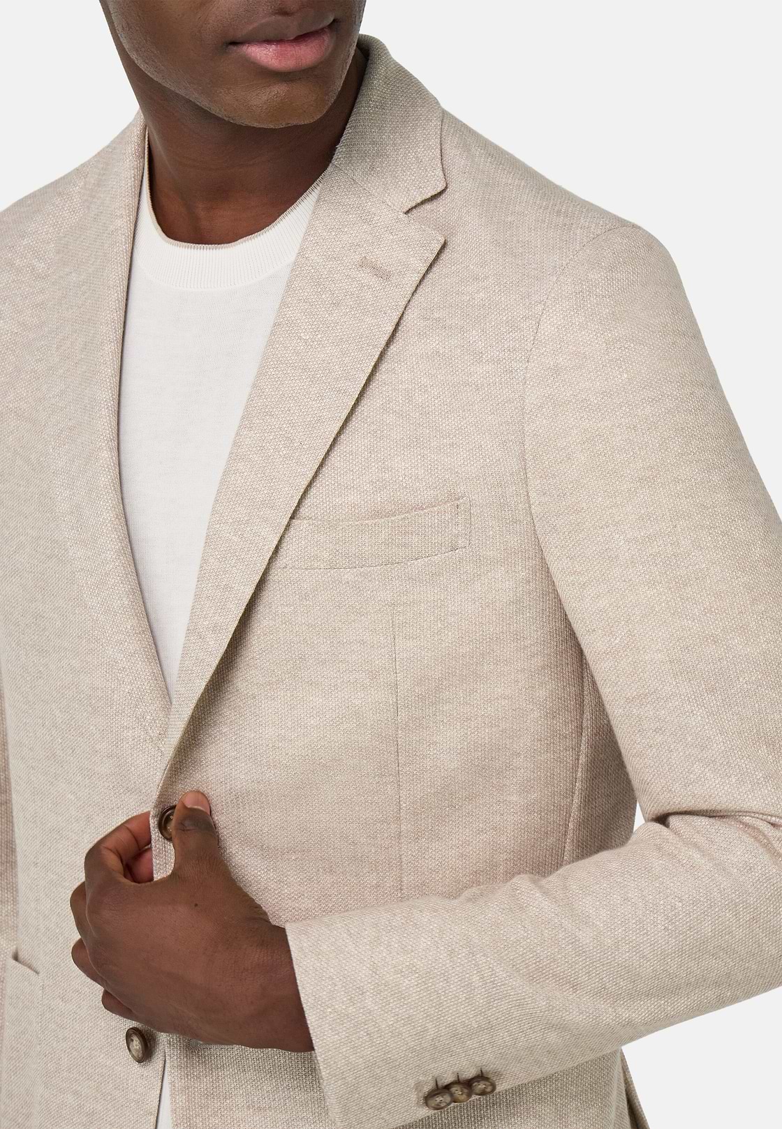 Veste En Coton Et Lin Mélangés B Jersey, Sable, hi-res