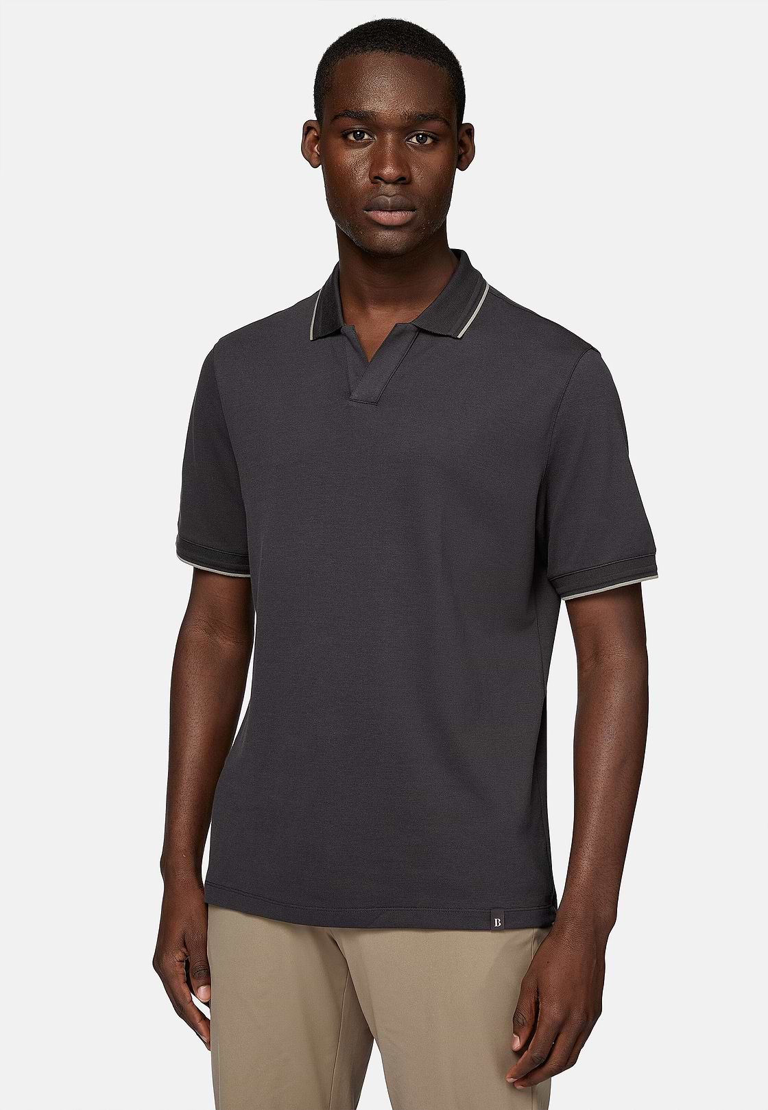 High-Performance Piqué Polo Shirt, Black, hi-res