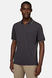 High-Performance Piqué Polo Shirt, Black, hi-res