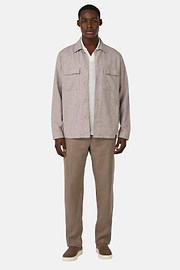 Veste Chemise Link En Coton Et Lin, Taupe, hi-res