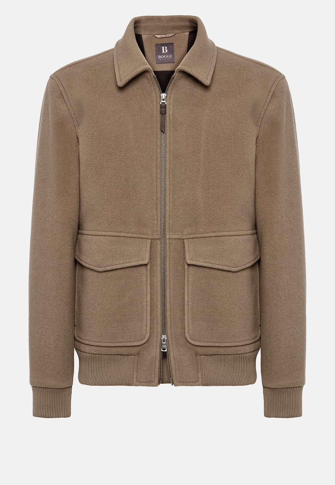 Bomber Jacket In Padded Wool, Taupe, hi-res