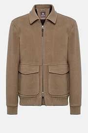 Bomber Jacket In Padded Wool, Taupe, hi-res