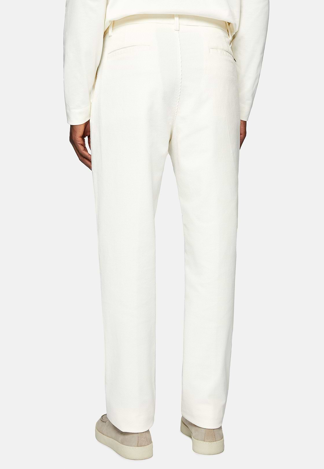 Trousers in Stretch Velvet, Cream, hi-res