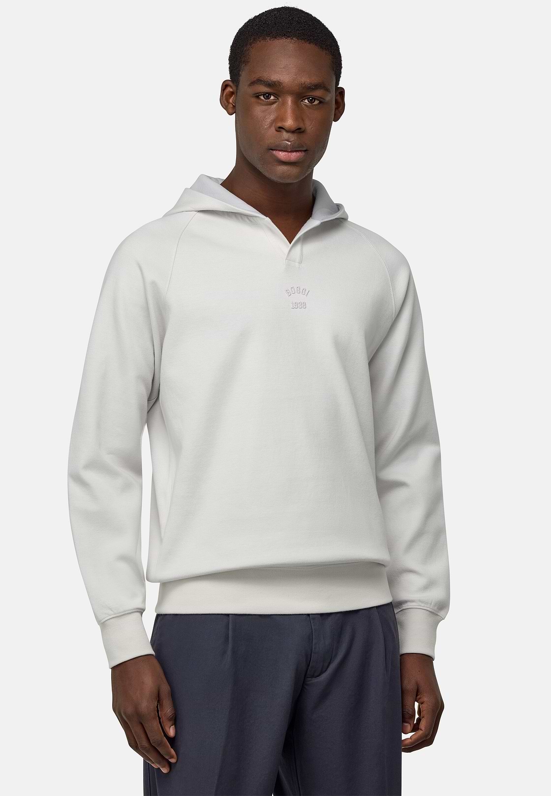 Cotton Blend Hoodie, White, hi-res