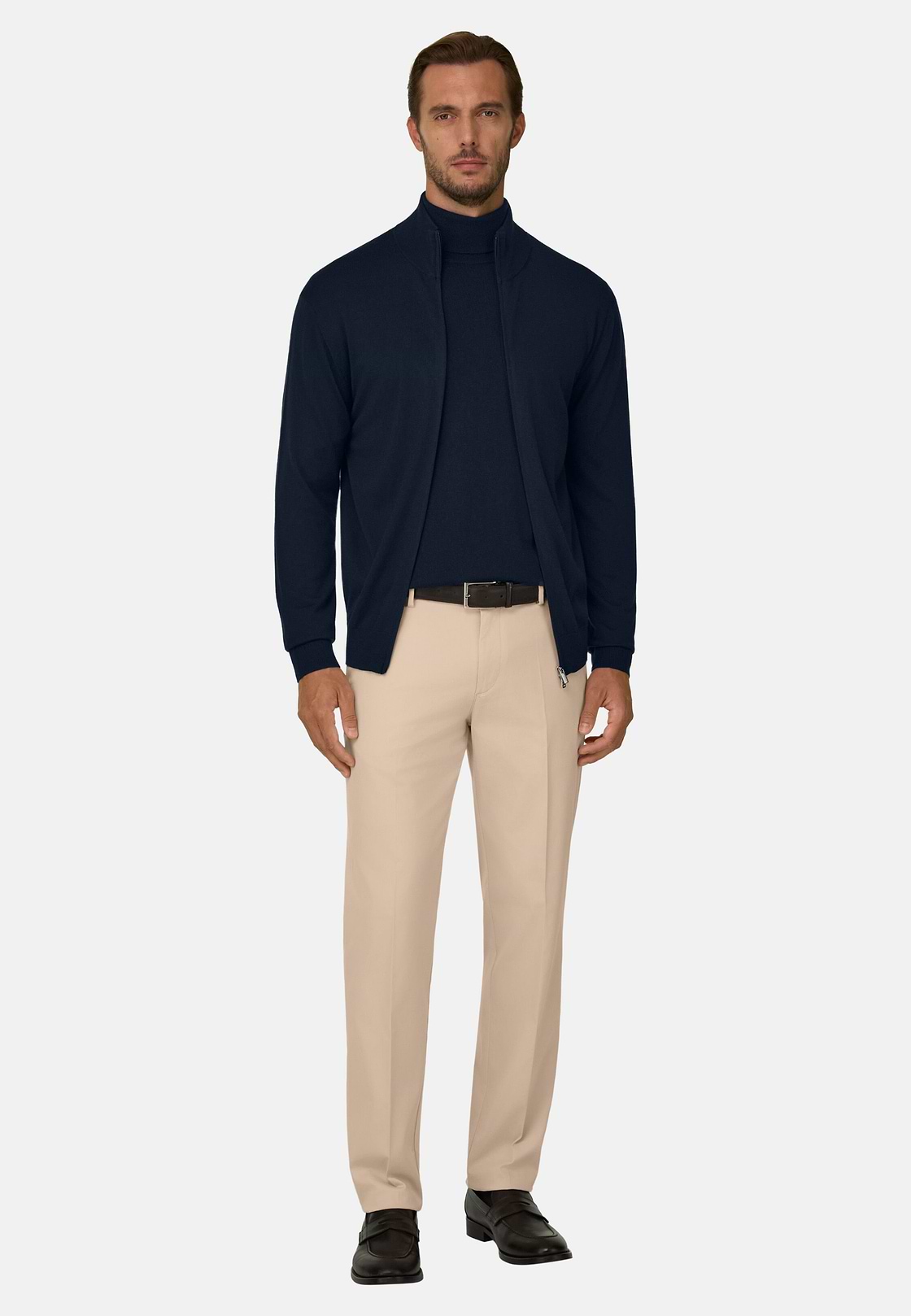 Merino Wool Full-Zip Jumper, Navy blue, hi-res, 2
