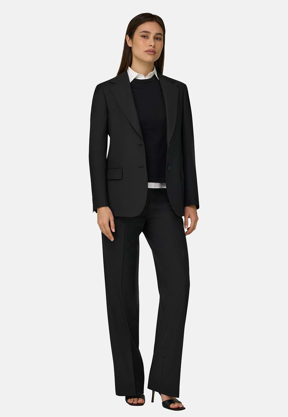 Stretch Wool Blend Jacket, Black, hi-res