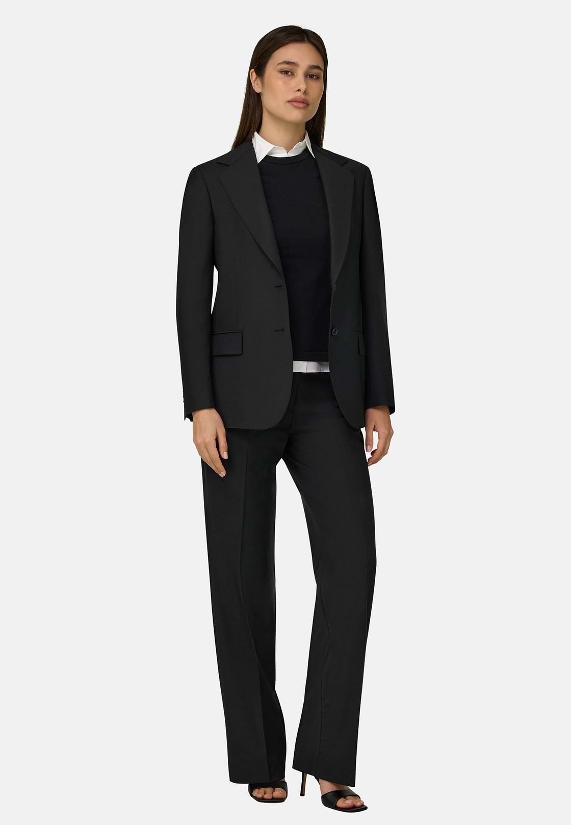 Chaqueta De Mezcla Lana Elástica, Negro, hi-res, 1