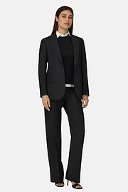 Chaqueta De Mezcla Lana Elástica, Negro, thumb, 1