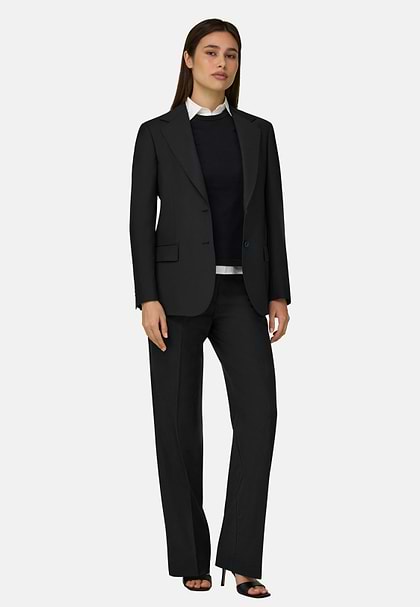 Stretch Wool Blend Jacket, Black, hi-res