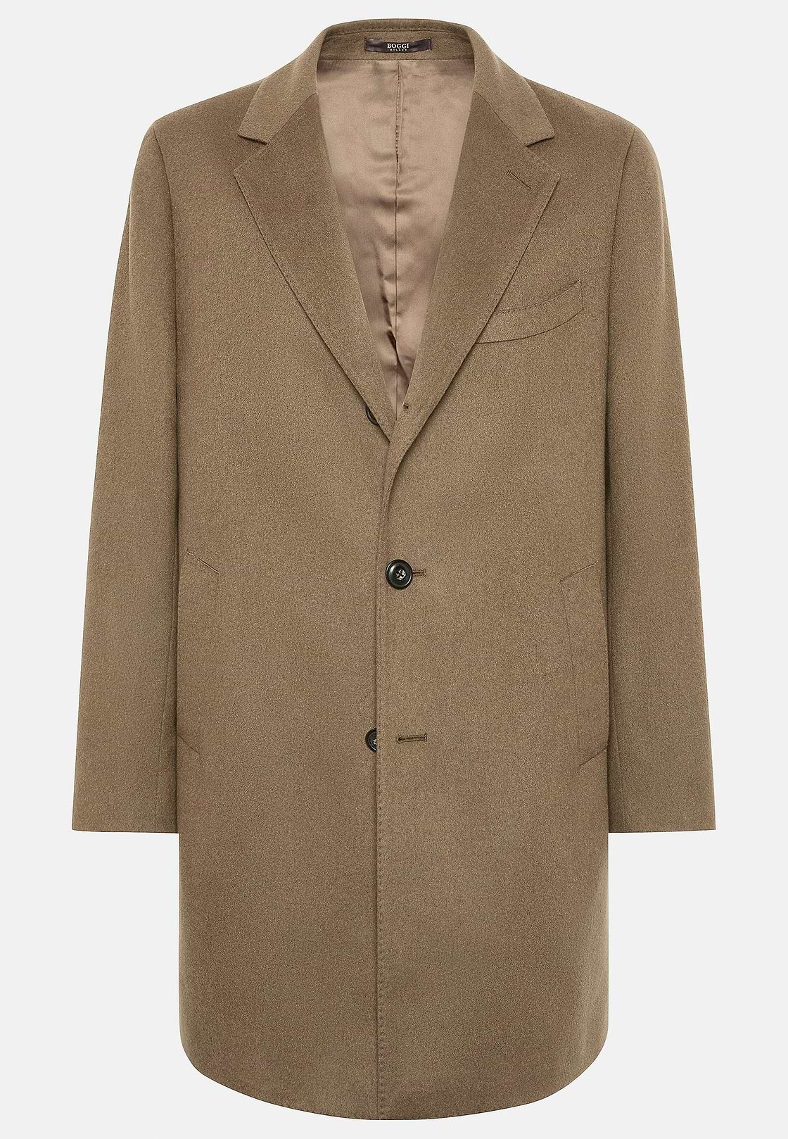 Single-breasted coat in pure cashmere., Brown, hi-res