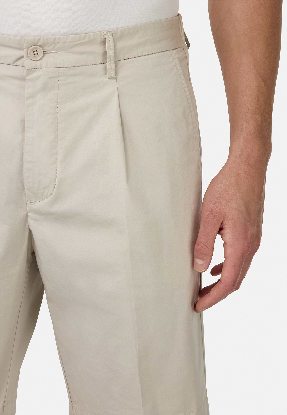 Stretch Cotton Bermuda Shorts, Sand, hi-res