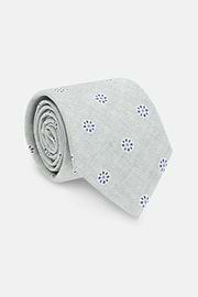 Medallion Silk Tie, Green, thumb, 2