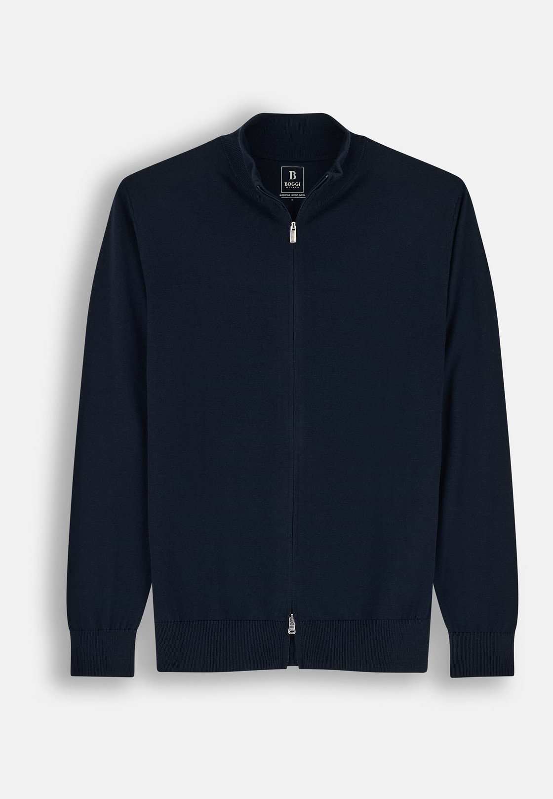 Merino Wool Full-Zip Jumper, Navy blue, hi-res, 5