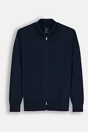 Merino Wool Full-Zip Jumper, Navy blue, thumb, 5