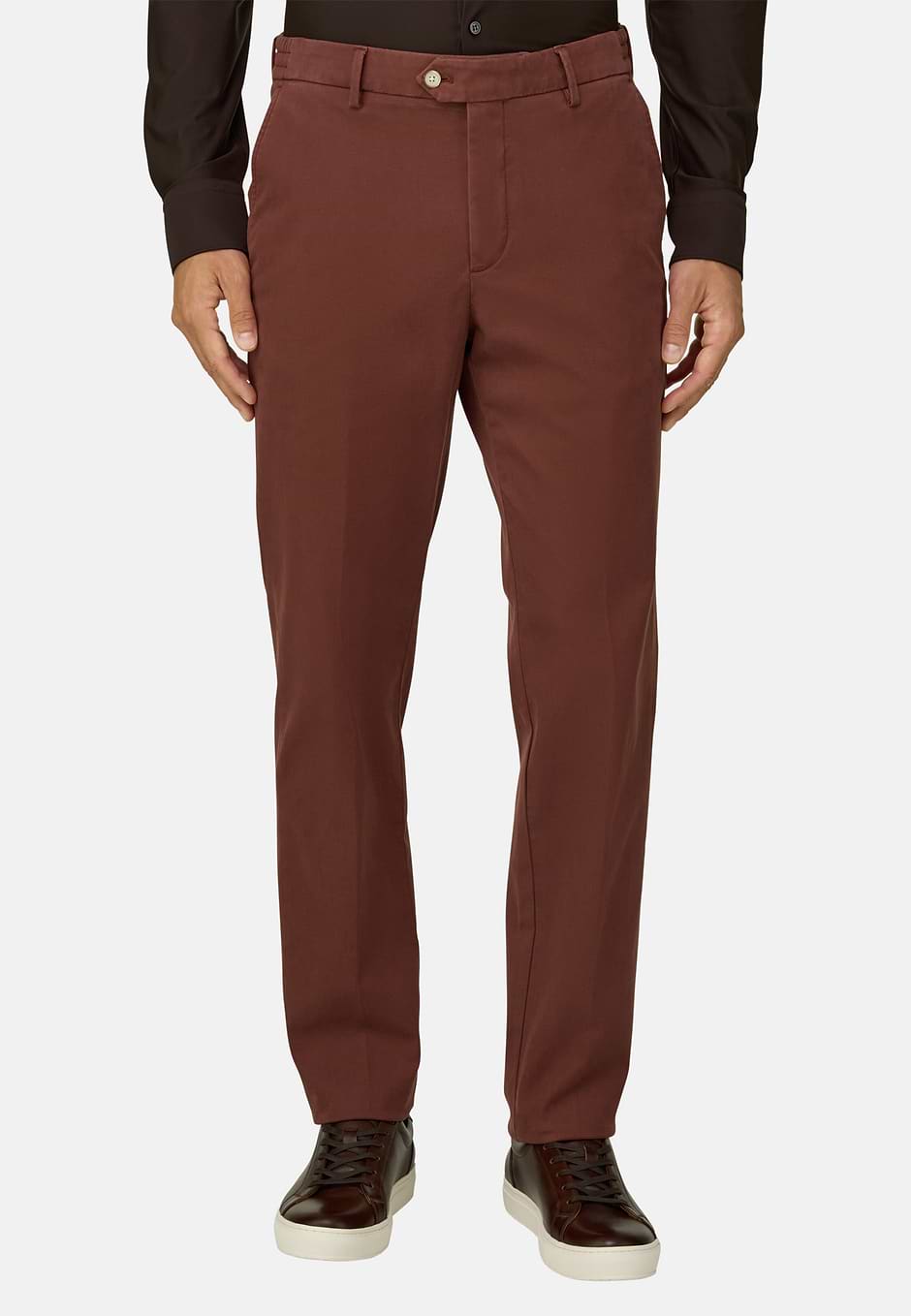 Trousers in Stretch Cotton Tencel, Rot, hi-res