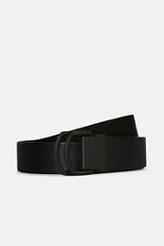 Leather Belt With Ribbon Trim, Black, hi-res