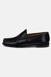 Brushed Leather Loafers, Black, thumb, 1
