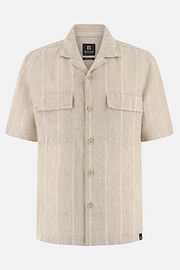 Camisa Rayas Diplomáticas Lino Regular Fit, Arena, thumb, 6