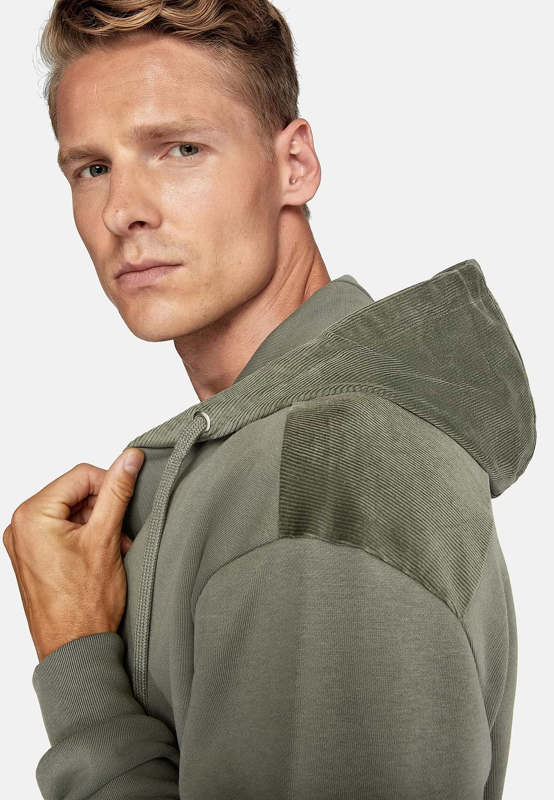 Full Zip Cotton Hooded Sweatshirt, Green, hi-res