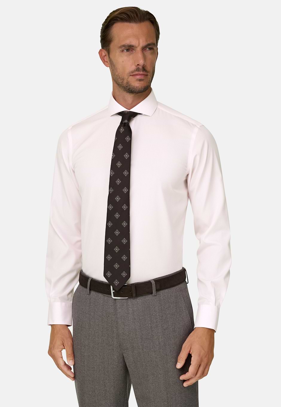 Striped Non-Iron Poplin Slim Fit Shirt, Pink, hi-res