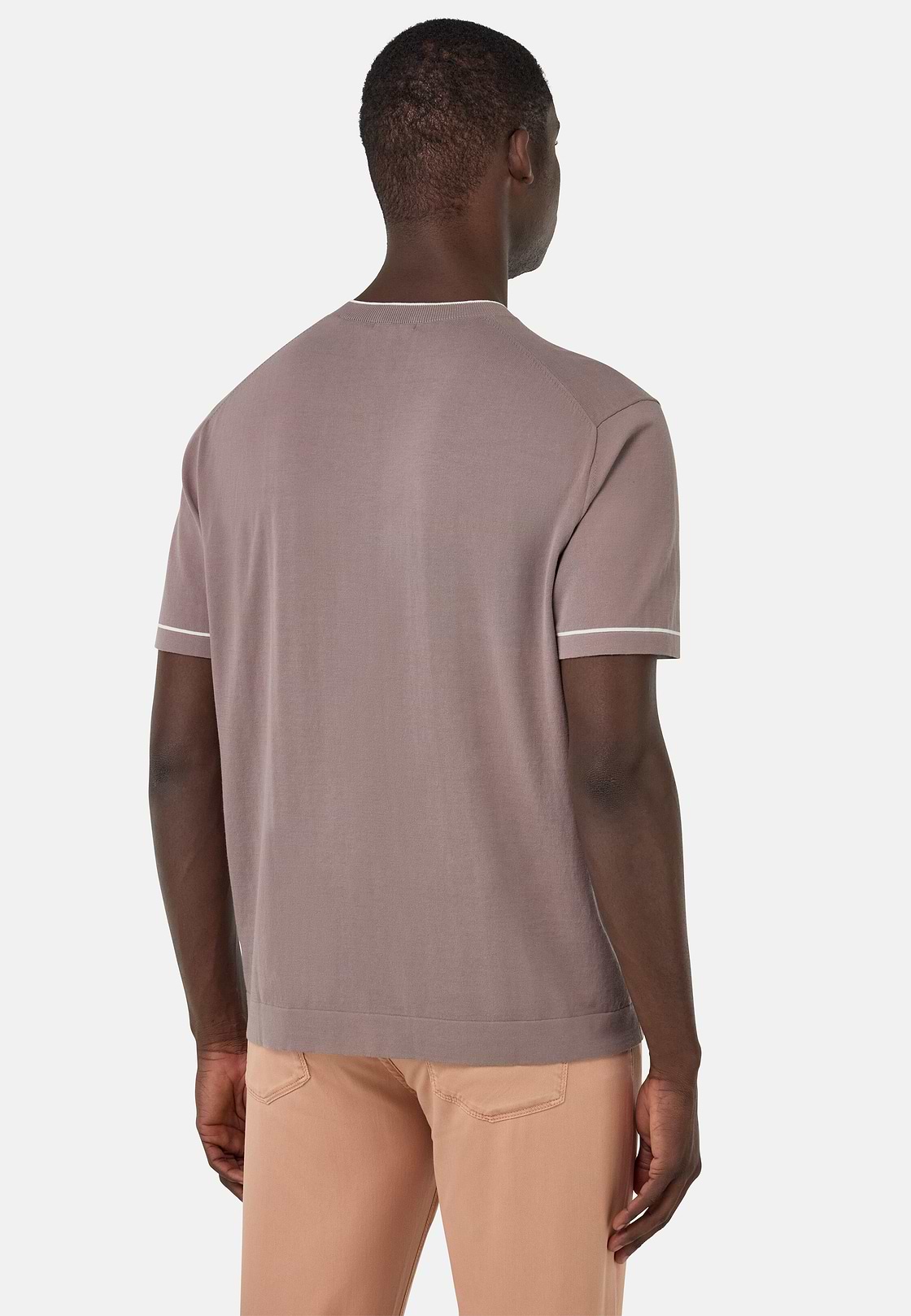 T-shirt En Maille Crêpe De Coton, Taupe, hi-res