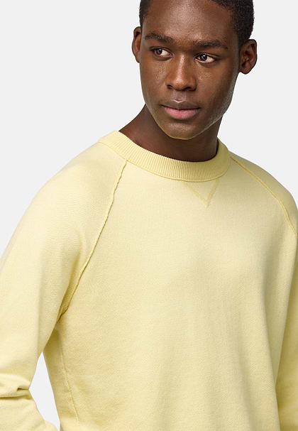 Cotton, Silk and Cashmere Crew Neck Jumper, Yellow, hi-res