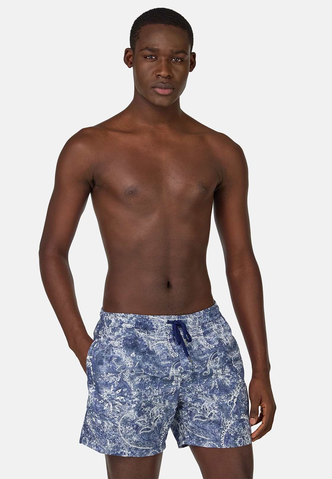 Paisley Print Swimsuit, Blue, hi-res