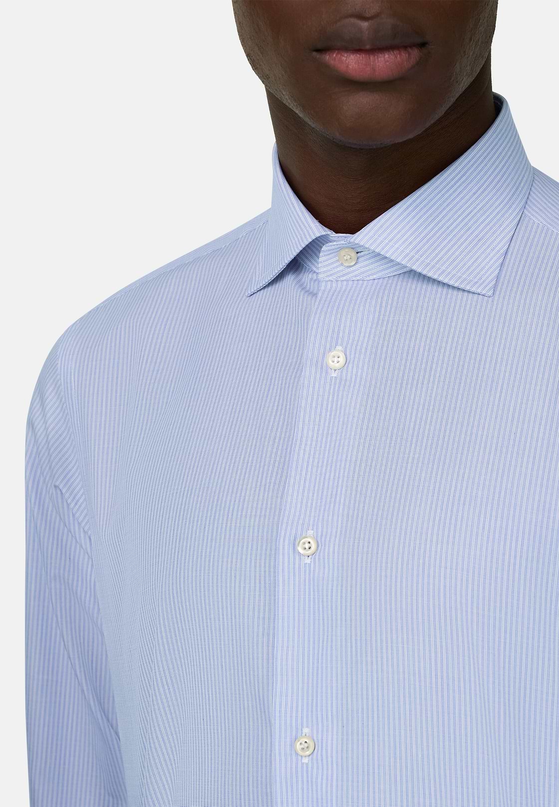 Camicia A Righe In Cotone Regular Fit, Azzurro, hi-res, 4