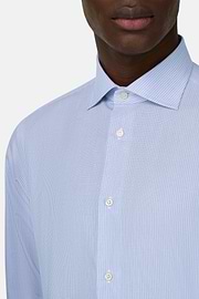 Camicia A Righe In Cotone Regular Fit, Azzurro, thumb, 4