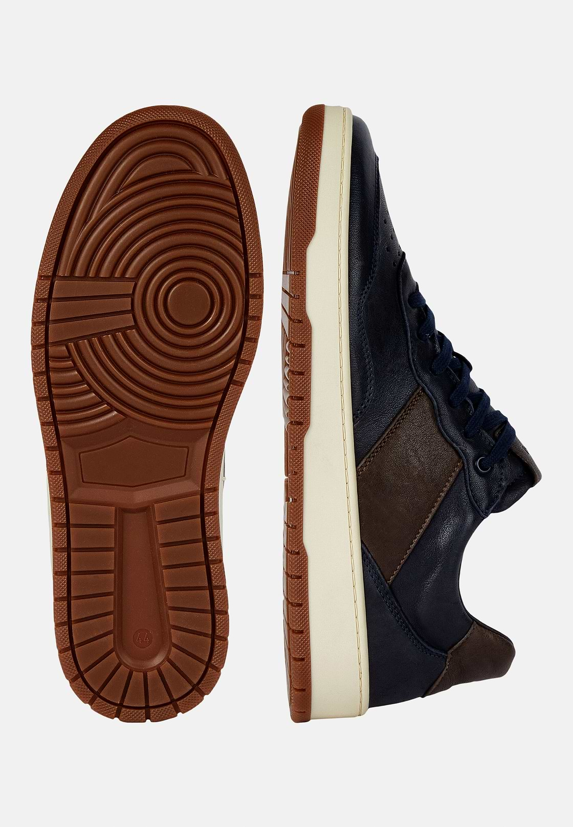 Leather Trainers, Navy blue, hi-res