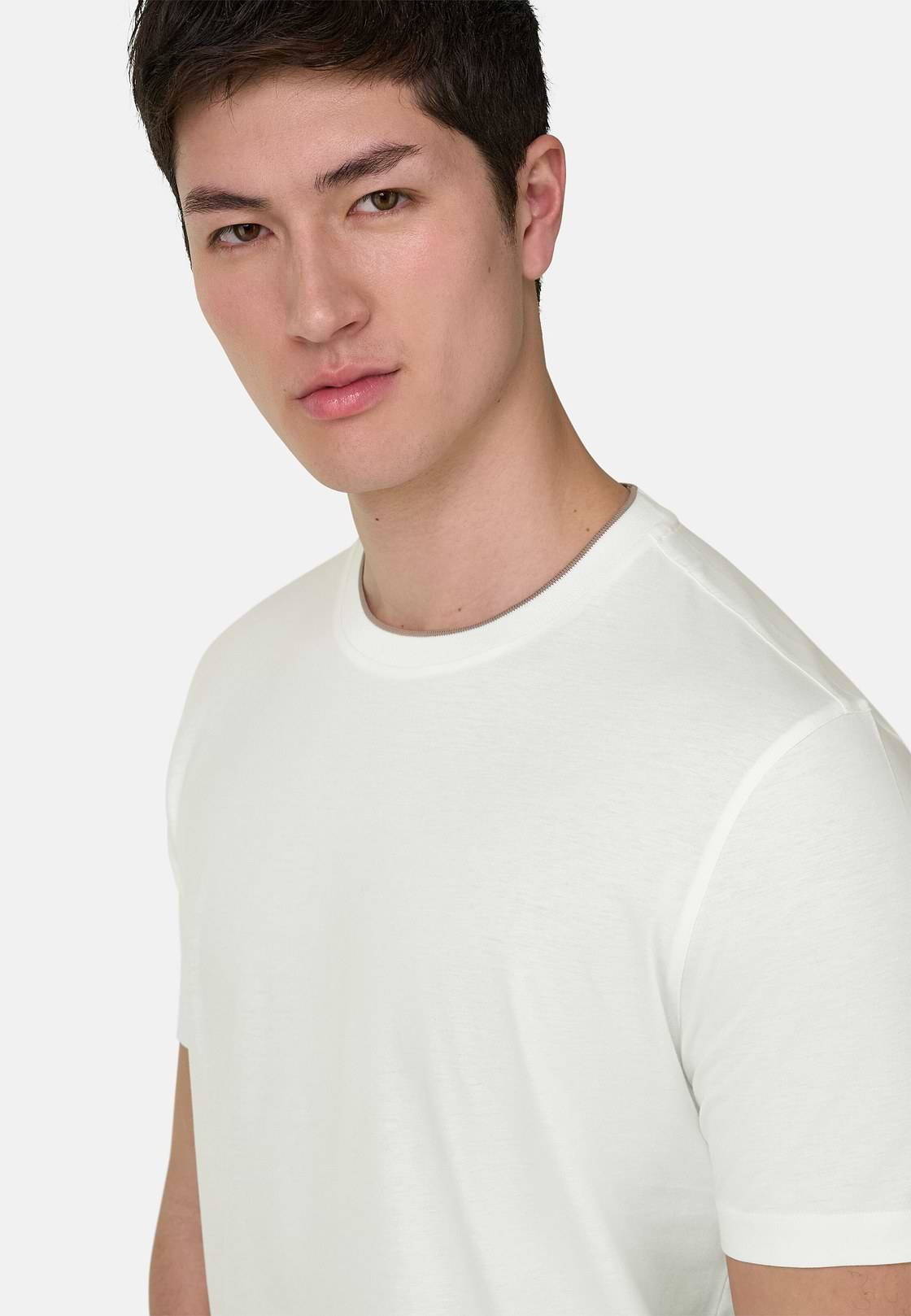 T-Shirt In Cotone Tencel, Bianco, hi-res, 4