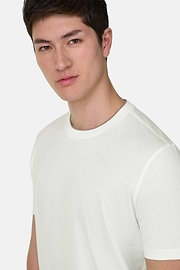 T-Shirt In Cotone Tencel, Bianco, thumb, 4