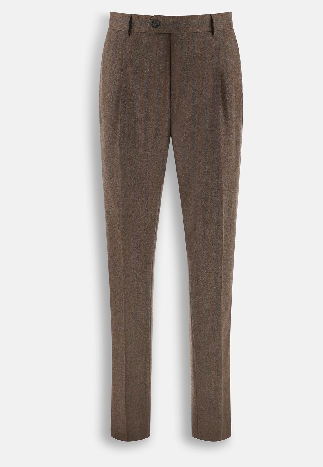 Suit Pinstripe Wool Flannel, Brown, hi-res, 8