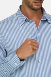 Shirt Striped Poplin Regular Fit, Blue, thumb, 4