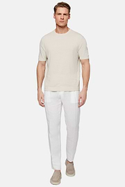 Pure Linen Trousers, White, hi-res