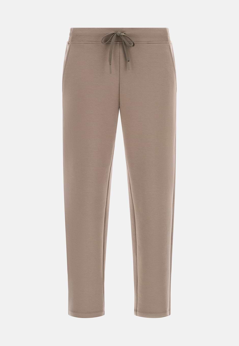 Cotton Blend Scuba Trousers, Taupe, hi-res